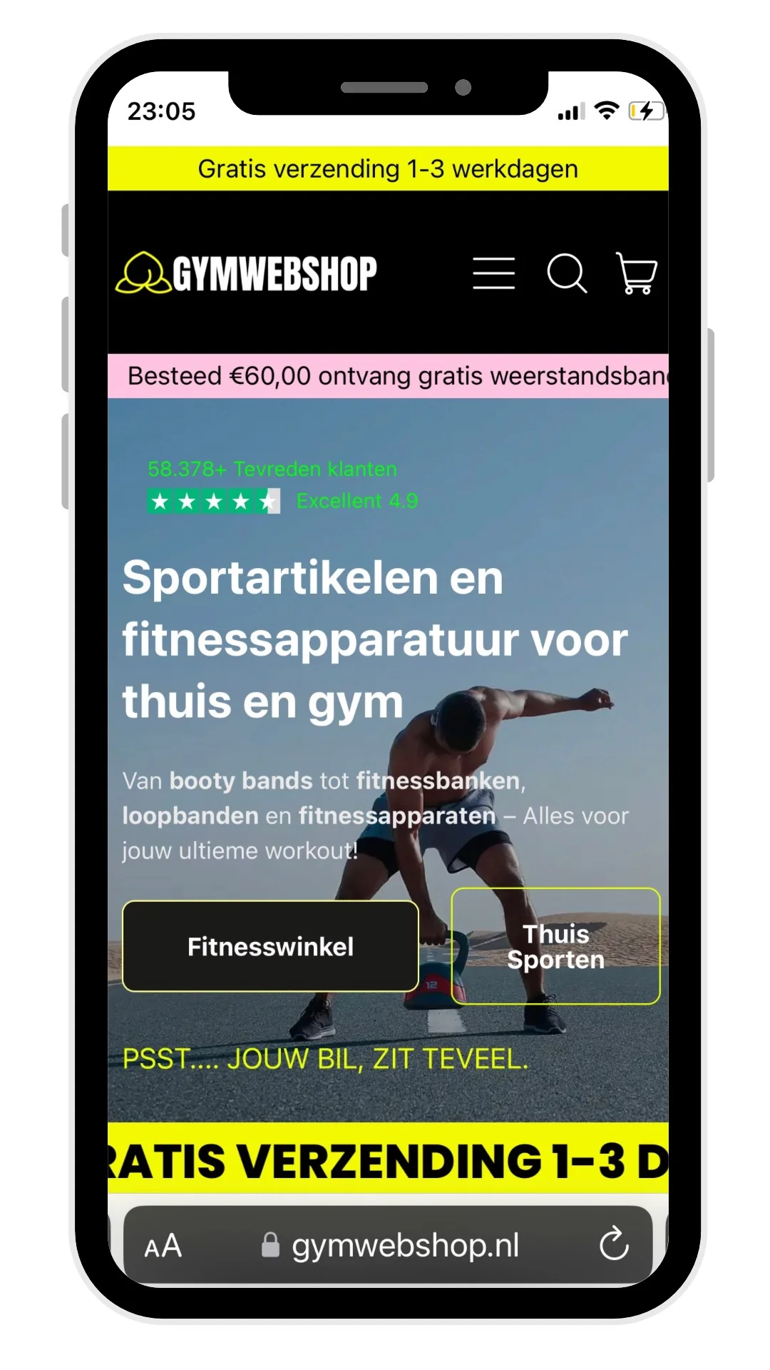 Gymwebshop.nl - eigen webshop in sportartikelen